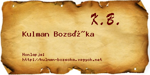 Kulman Bozsóka névjegykártya